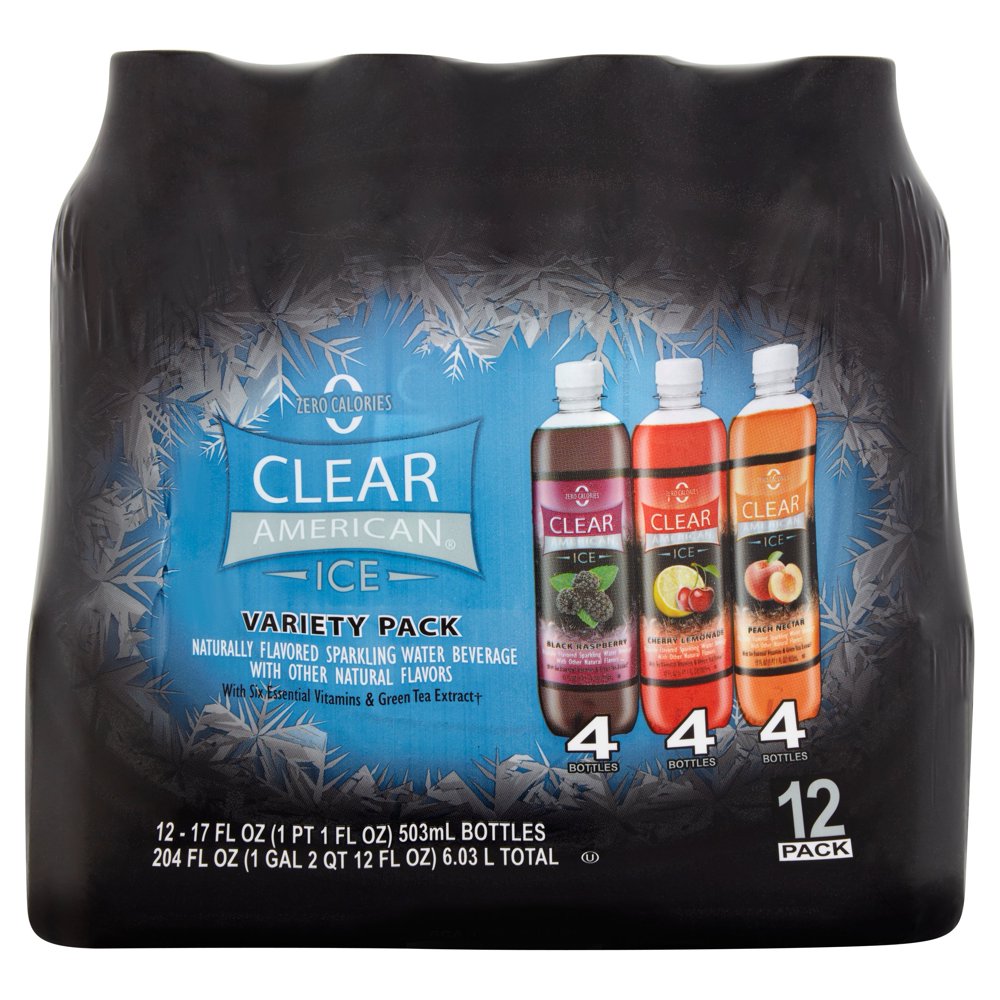 Clear American Ice Flavored Sparkling Water Beverage, Variety Pack, 17