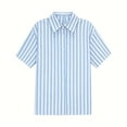 thumbnail image 4 of TKLPEHG Women'S Short Sleeve Tops Comfy Solid Color Top Loose Fit Regular V-Neck Casual Lapel Button Striped Tshirts Clothes (Blue,XL), 4 of 9