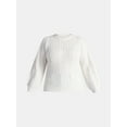 thumbnail image 5 of Terra & Sky Women’s Plus Cable Knit Sweater with Faux Pearls, Lightweight, Sizes 0X-5X, 5 of 6