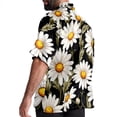 thumbnail image 3 of Daisy Men's Short Sleeve Button Down Poplin Hawaiian Shirt for Summer Beach, Casual Printed Unisex Style, 3 of 6