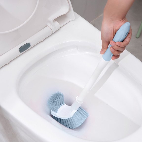 HOARBOEG Plastic Long Handle Toilet Bowl Brush Double Sided Brush Head Commode Brush Bathroom Cleaning Brush for Toilet, Blue