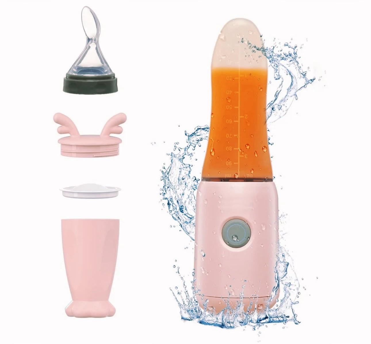 Socila Blender Baby Food Processor Mini Portable Blender With Silicone Feeding Bottle and Baby Spoons USB Quick Recharging