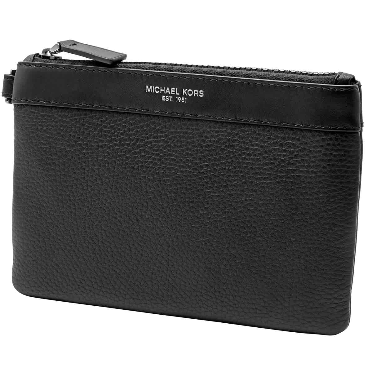 Michael Kors Men'S Black Leather Small Travel Pouch