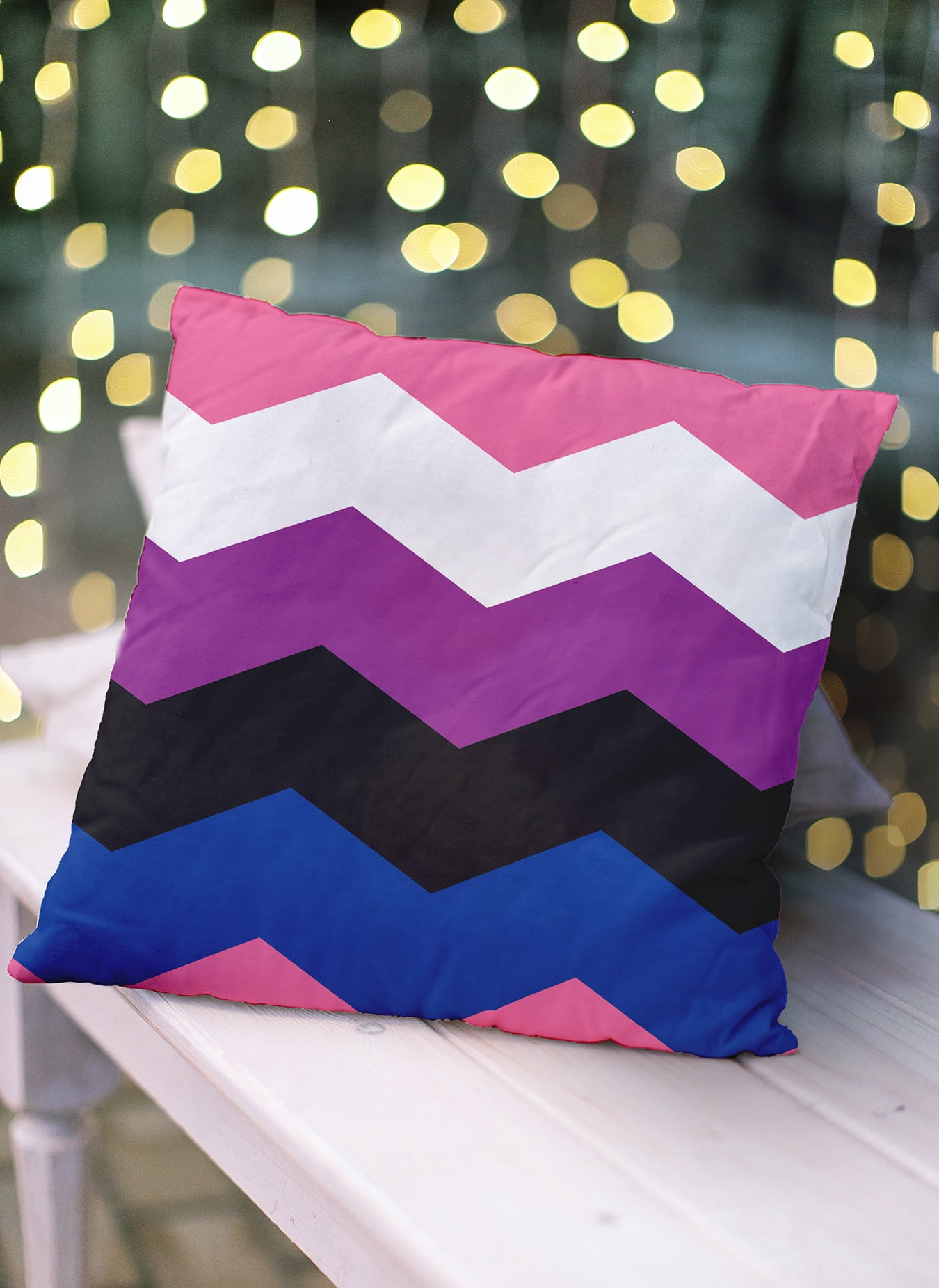 Simply Daisy 18 inch Genderfluid Chevron Outdoor Throw Pillow