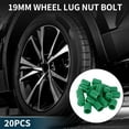 thumbnail image 2 of Wheel Lug Nut Bolt Cylindrical Shape Exterior Rims Tire Nut Screws Dust Cap Cover Nut Protection Green 20pcs 19mm, 2 of 7
