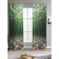 thumbnail image 2 of Dark Green Ocean Waves Sheer Curtains 63 Inch Length 2 Panels Set for Living Room/Bedroom, Summer Beach Coastal Abstract Kitchen Curtains Grommet Semi-Sheer Curtains Window Treatments 42"x63"x2, 2 of 7