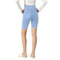 thumbnail image 6 of Xinsrenus Women's Solid Color Crossover High-Waist Denim Shorts Stretchy Slim Fit Pants Outdoor Sports Bottoms with Pockets, 6 of 7