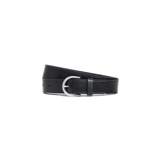 Cinturón de Cuero Madewell Medio Perfecto Negro Plata 3 cm