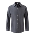 thumbnail image 1 of HAiming Mens Solid Color Knitted Shirts Lapel Long Sleeve Button down Tops Fall Plus Size Casual Work Office Blouse, 1 of 8