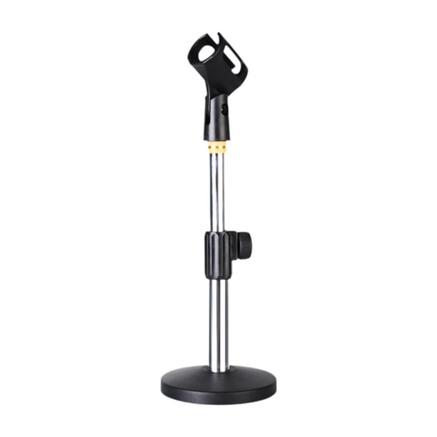 Soporte de mesa ajustable, compacto, ligero, multiusos, base redonda, versátil para micrófono Plata galvanizada
