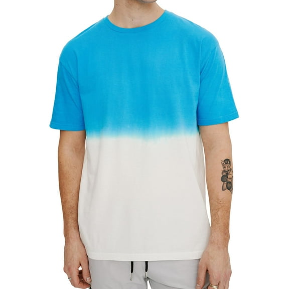 Elevenparis Mens Dip-Dye Graphic T-Shirt, Blue, Small