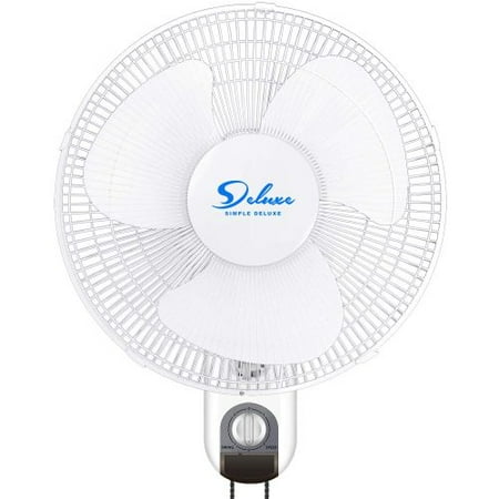 

Simple Deluxe Household Wall Mount Fans 16 Inch Adjustable Tilt 90 Degree 3 Speed Settings 1 Pack White