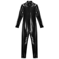 thumbnail image 4 of vastwit Kids Girls Metallic Bodysuit Full Length Jumpsuit Long Sleeve Shiny Unitard Gymnastics Leotard Dancewear Black L/140, 4 of 7