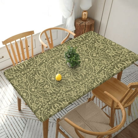 

Home Deluxe Tablecloth Flower Pattern Waterproof Elastic Rim Edged Table Cover- For Christmas Parties And Picnics 5ft