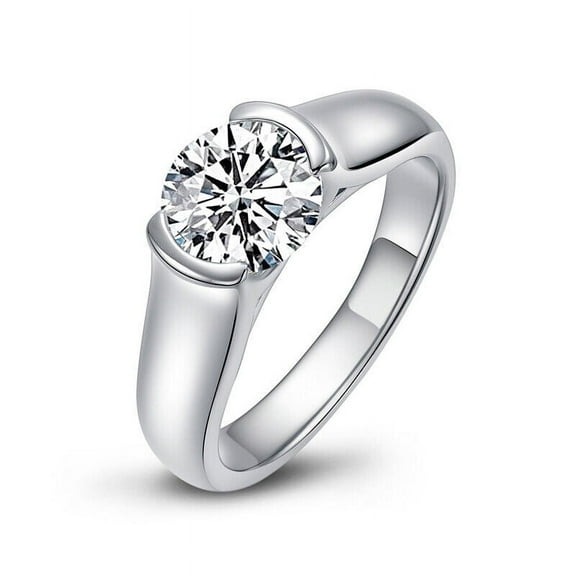 2ct Round Cut Moissanite Wedding Ring 14k White Gold Finish Silver