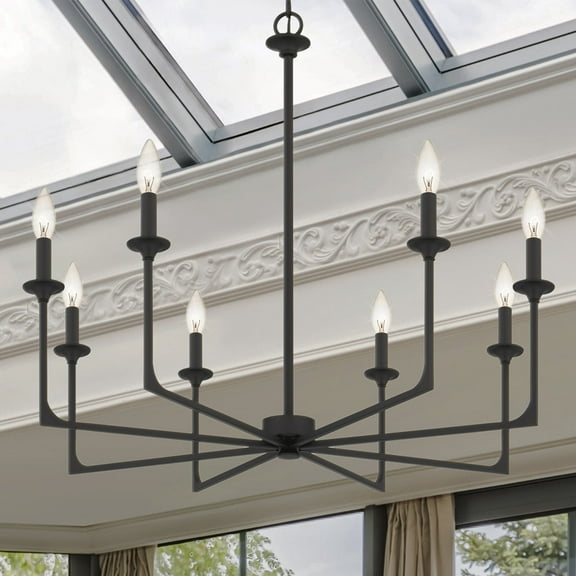 Luxury Transitional Chandelier, Matte Black, UQL4987