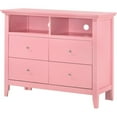thumbnail image 4 of Home Square 3-Piece Set with Dresser TV Stand and 3-Drawer Nightstand in Pink, 4 of 16