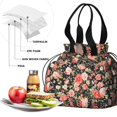 thumbnail image 4 of Pioneer Flower Drawstring Lunch Bag Women - Drawstring Lunch Bag Insulated for Work Office - Stain-Resistant Large Lunchbags for Women with Multi-Pockets, 4 of 6