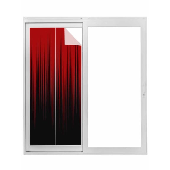 Dark Red Black Ombre Window Privacy Film, Modern Abstract Art Striped Gradient Static Cling UV Sun Blocking Tint Film Heat Control Windows Films for Bedroom Bathroom, Window Stickers 17.7"x39.3"