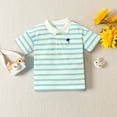thumbnail image 2 of Akiihool Boys Polo Shirts Boys' Polo Shirt Short Sleeve Stripe Polo - Comfort Stretch Shirt for Boys(Mint Green,18-24 Months), 2 of 8