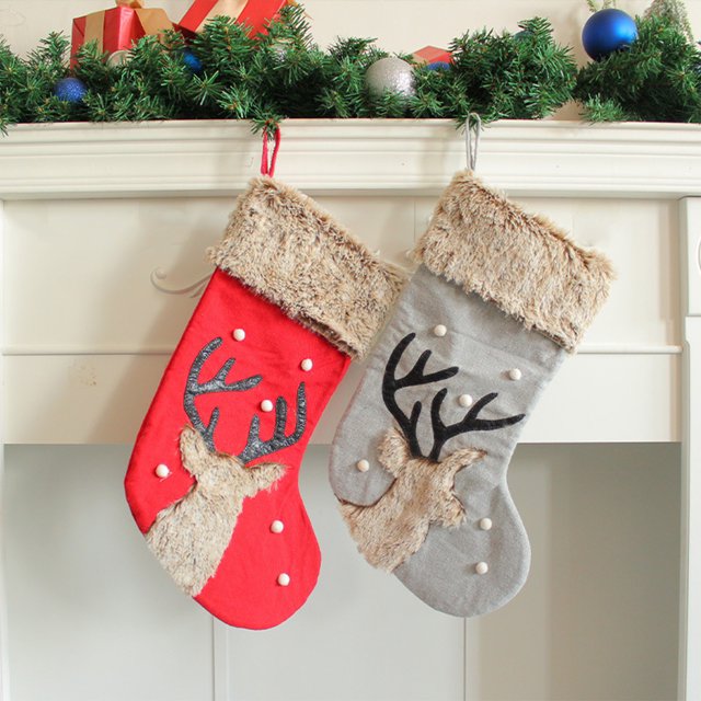 Xihbxyly En Oferta o Liquidación Suministros de Decoración Navideña Lindos Calcetines con Cabeza de Ciervo Calcetines de Caramelo Bolsa de Regalo Colgante para Árbol de Navidad