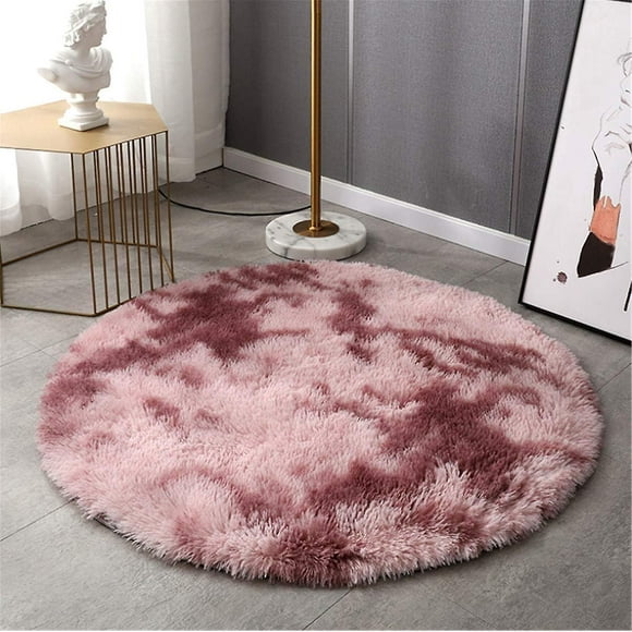 Modern Rugs Bedroom decoration Fluffy Rugs Fluffy Rugs Living Room Soft Round Rugs Living Room Non-slip Rugs Bedroom Floor Mat, Colorful Carpet. (Rose