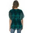 thumbnail image 4 of Aiyino Womens Ruffle 3/4 Sleeve Mesh Blouses Plus Size Loose Flowy Tops Stretchy Shirts，Peacock Blue M, 4 of 7