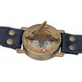thumbnail image 3 of Antique Sundial Compass with Black Leather Band Compass Nautical Camp Wear, 3 of 3