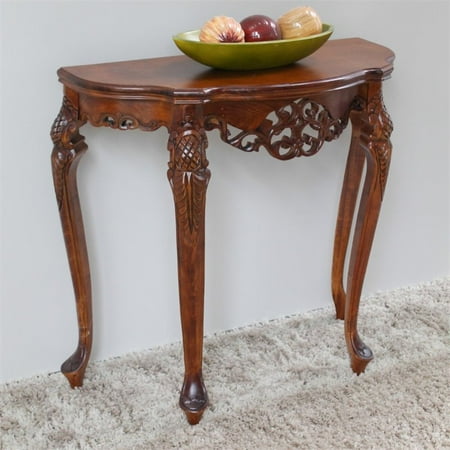International Caravan Windsor Half Moon Console Table In Walnut Canada International Caravan Windsor Half Moon, Three Legged Half Round Table