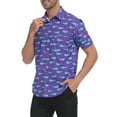 thumbnail image 4 of LRD Men's Novelty Casual Button Down Shirt Short Sleeve Hawaiian Dress Shirts Neon Sharks - L, 4 of 6