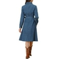 thumbnail image 3 of INSPIRE CHIC Denim Dress for Women's Long Sleeve Button Down A-Line Belted Classic Jean Dresses XS Blue, 3 of 6
