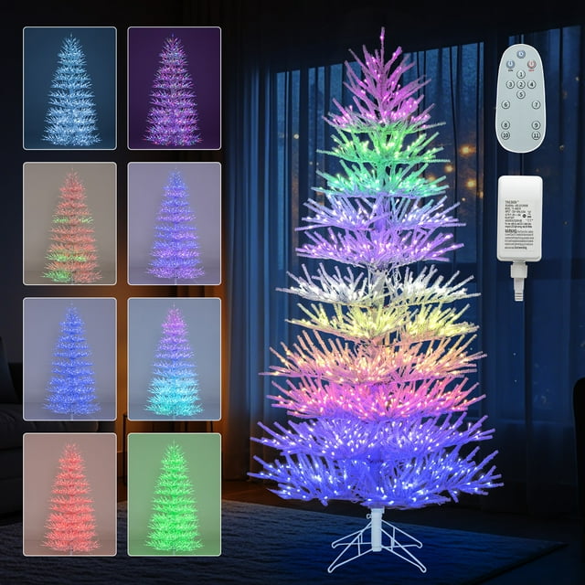 Gymax 7 FT Artificial Xmas Tree Hinged Christmas Tree w/ 820 Coral-Like Branch Tips