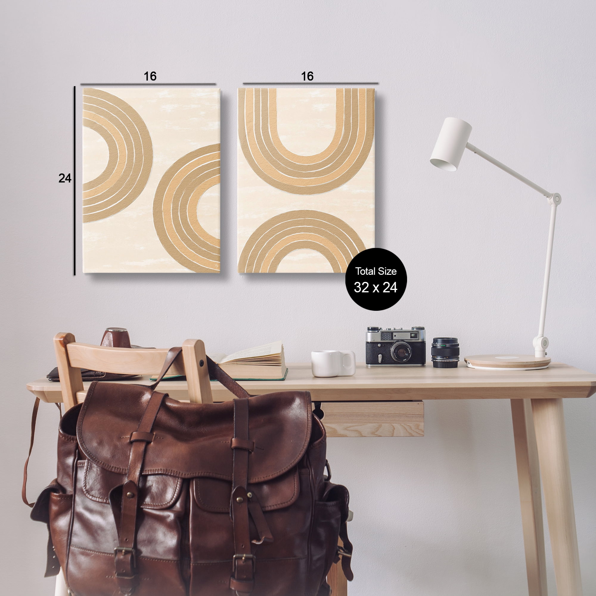 Stupell Industries Neutral Beige Rainbows Abstract Painting Wrapped Canvas Art Print Wall Art, 16 x 24, Set of 2