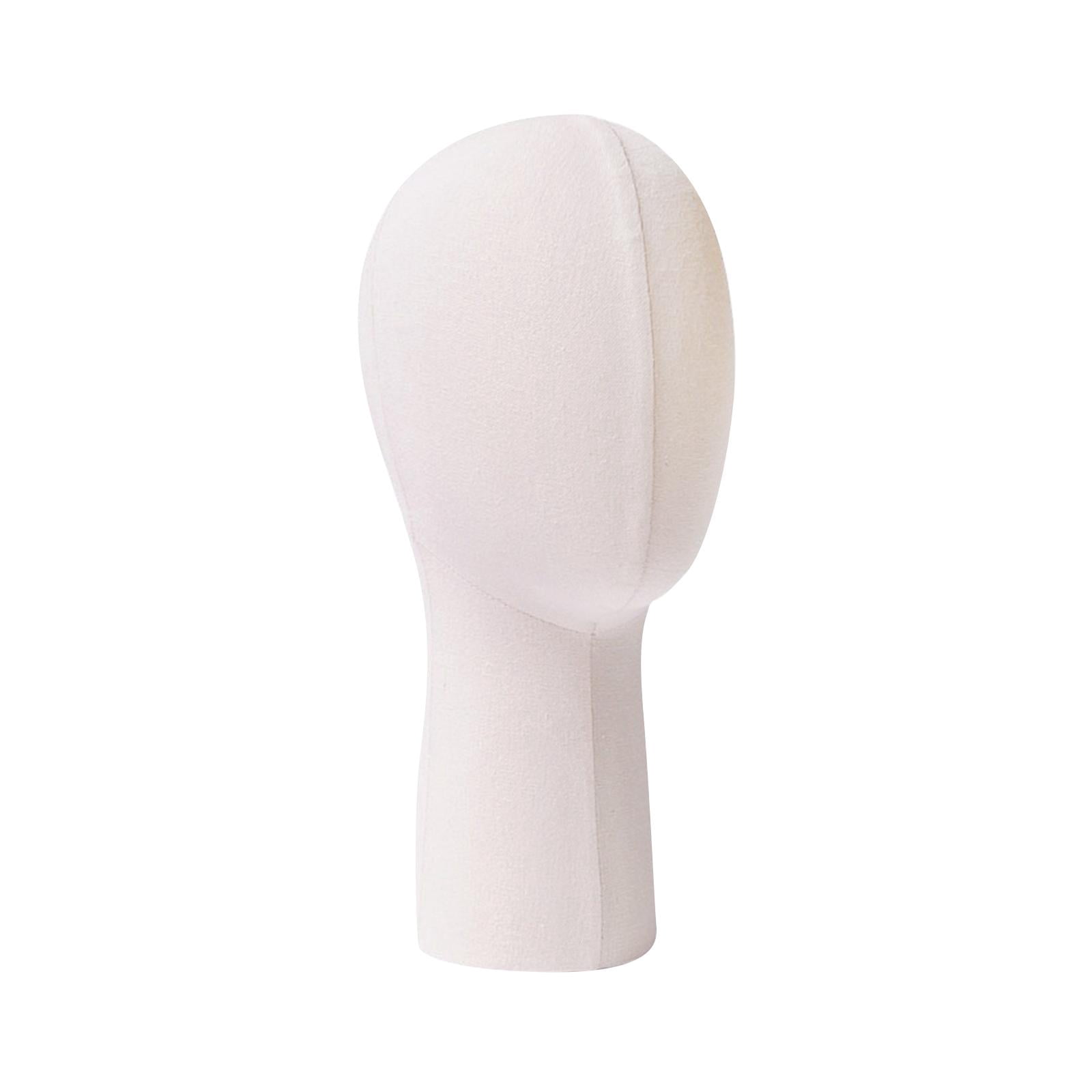 TOOYFUL Training Mannequin Head Styling Tools Stable Round Base Hair Display Stand Glasses Holder Display for Cap Headset Hat Headband beige white