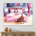 thumbnail image 2 of Designart 'Brown Dog Looking Under the Bed and Teddy Bear' Farmhouse Framed Canvas Wall Art Print, 2 of 5