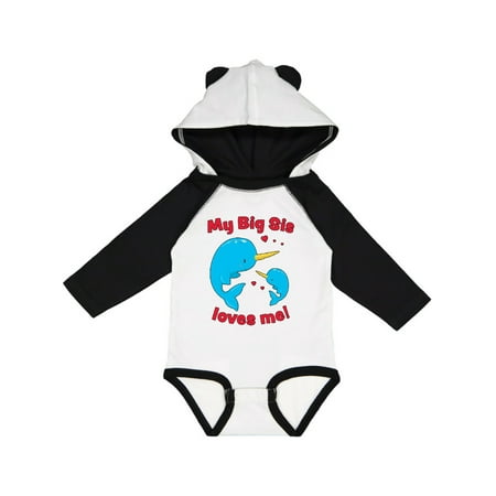 

Inktastic My Big Sis Loves Me Narwhal Family Gift Baby Boy or Baby Girl Long Sleeve Bodysuit