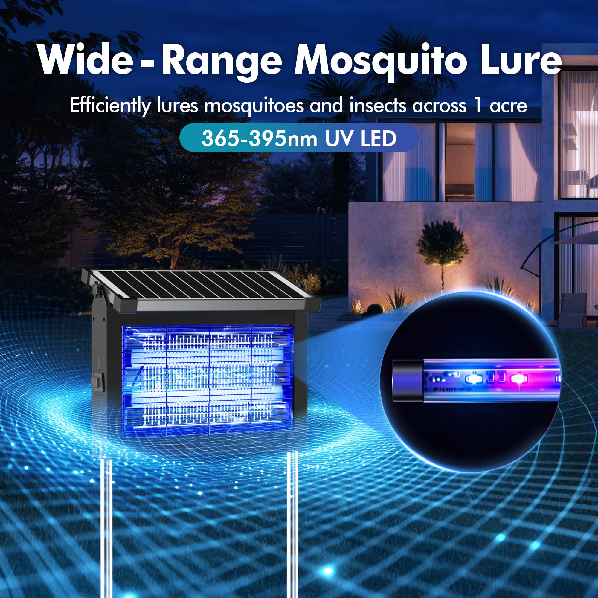 Reppiss Solar Bug Zapper Outdoor, 1 Acre Mosquito & Fly Killer Lamp, Waterproof Insect Control for Garden, Patio