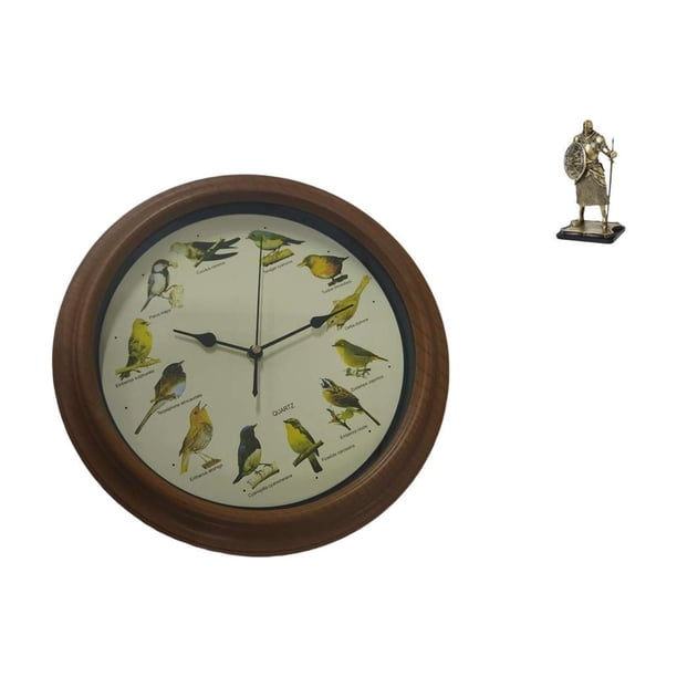 Reloj de pared decorativo con despertador de pájaro cantor, estatua de caballero, figura coleccionable, resistente, de resina de vidrio PP, ideal para