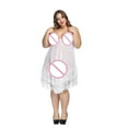 thumbnail image 4 of Plus Size Nightgowns for Women Sexy Spaghetti Strap V-Neck Lace Lingerie Dress Trendy Lightweight See-Through Solid Loose Sleepwear Sleepshirts M-6X, 4 of 8