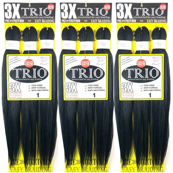 10 Pack Value Deal - 3X TRIO #1 Pre Stretched Braiding Hair 28Inch