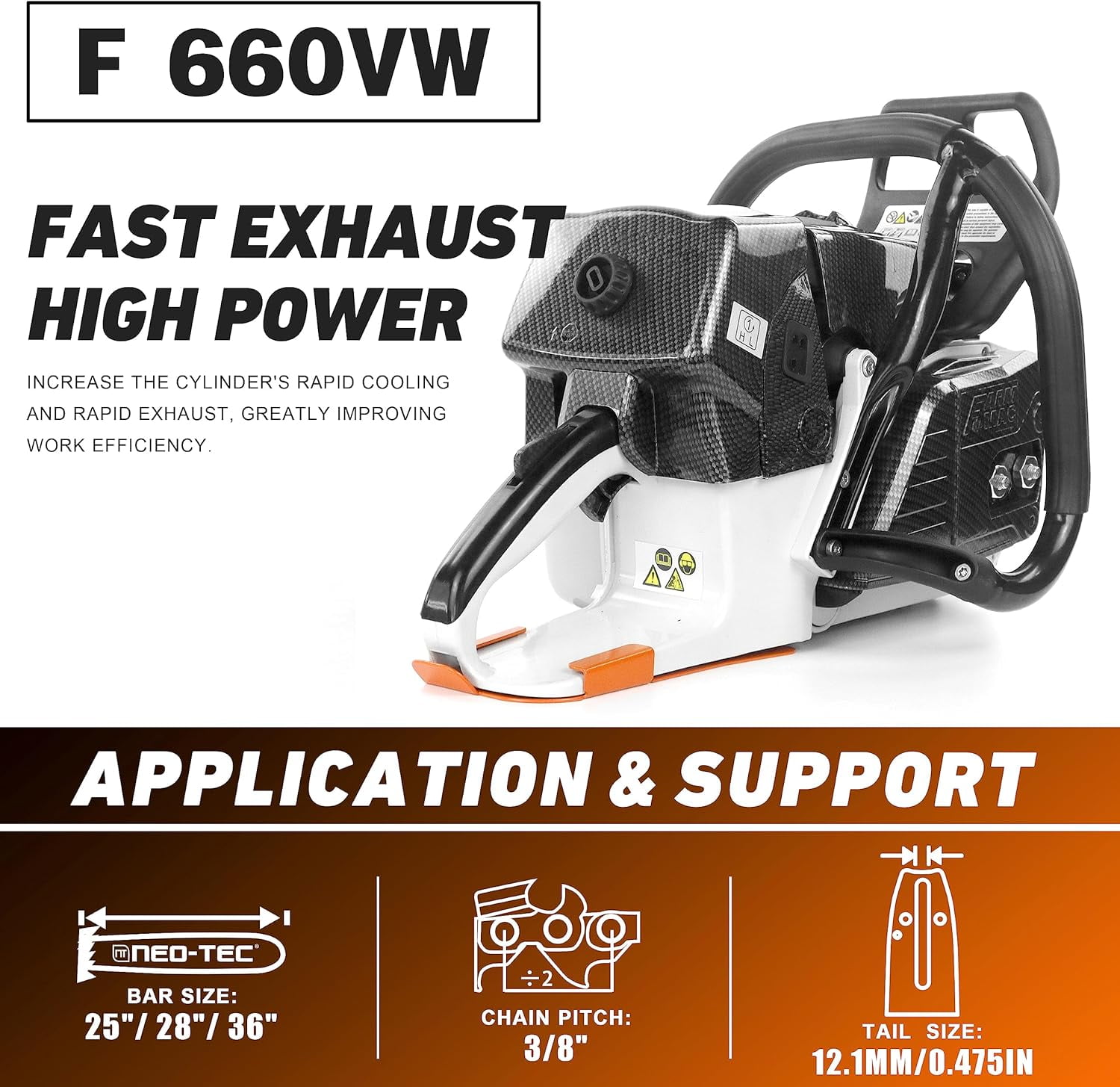 28 Inch Gas Chainsaw 92cc Chainsaw 2-Cycle Gasoline Power Chain Saws 5.2KW 6.4HP All Parts Compatible with MS660 G660 (With 28" Alloy Bar & Chain)