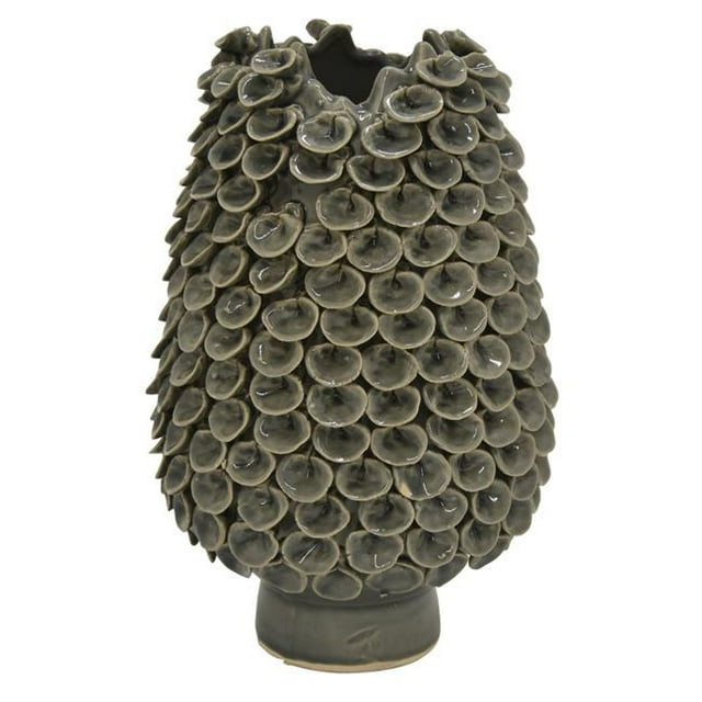 Plutus Brands PBTH92009 Porcelain Ceramic Vase, Gray