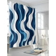 thumbnail image 3 of Shower Curtain Waterproof for Bathroom 72x84 Inch, Blue Lines Bath Curtain for Bath Stalls and Tub Abstract Art Liquid Decorative Shower Curtains with Hooks, 3 of 8