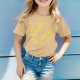 thumbnail image 2 of NINGMENG Hauts et T-Shirts pour Filles, Imprimé Baseball d'Été, Col Rond, Manches Courtes, Chandail Décontracté, Beige, 5-6 Ans, 2 of 4