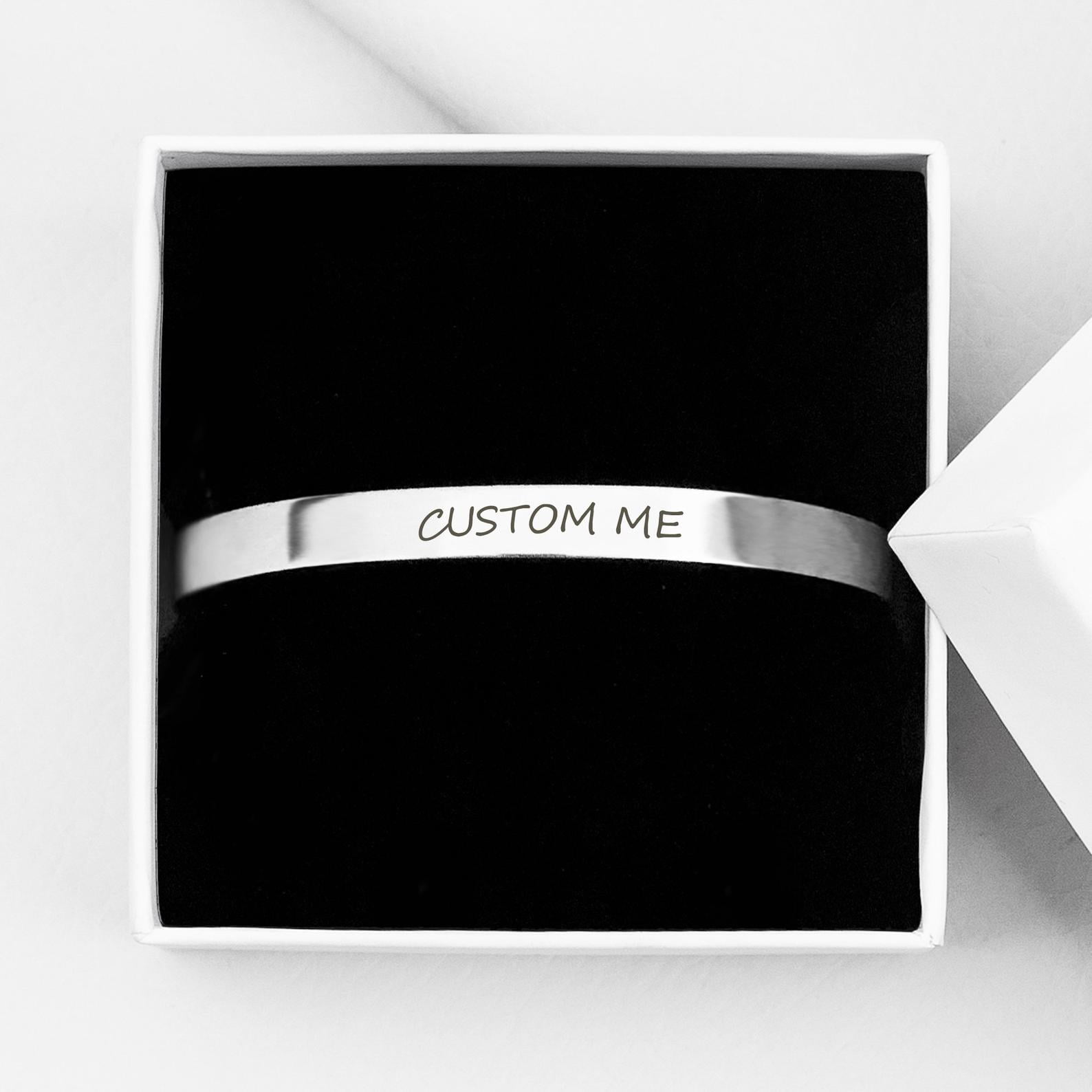 Anavia Custom Chrsitmas Gift for Him Personalized Couple's Bracelets Matching Engravable Coordinates Bangles with FREE Gift Box Ships Next Day [M-Silver |W-Silver]