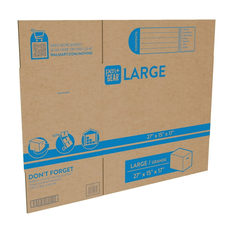 Pen+Gear Large Moving Boxes, 27L x 15W x 17.5H, Kraft