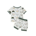 thumbnail image 2 of Qiylii Children Dinosaur Clothes Set, Ribbed Short Sleeve T-shirt+Short Pants, 2 of 8