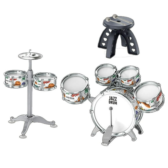 Juego de batería para niños principiantes, juguete de desarrollo, juguete sensorial educativo con taburete para niños y niñas, guardería, concierto , Estilo B