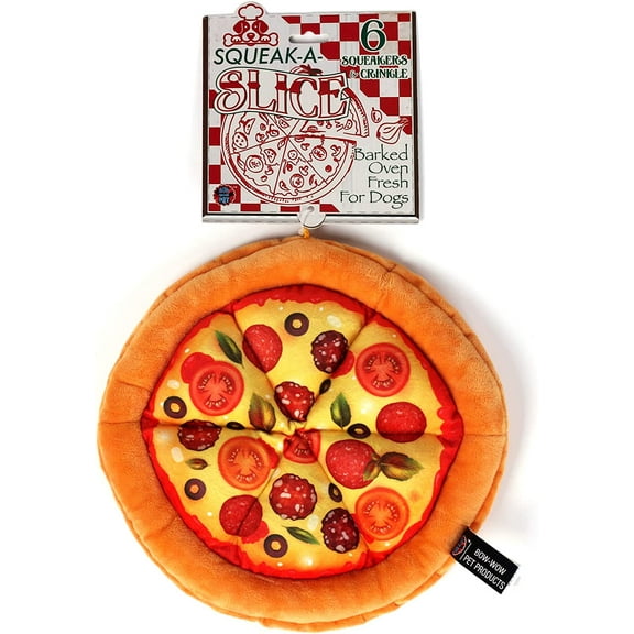 Bow Wow Pet Pizza Dog Toy Squeaky Plush One Piece Pet Teeth Teasing Toy