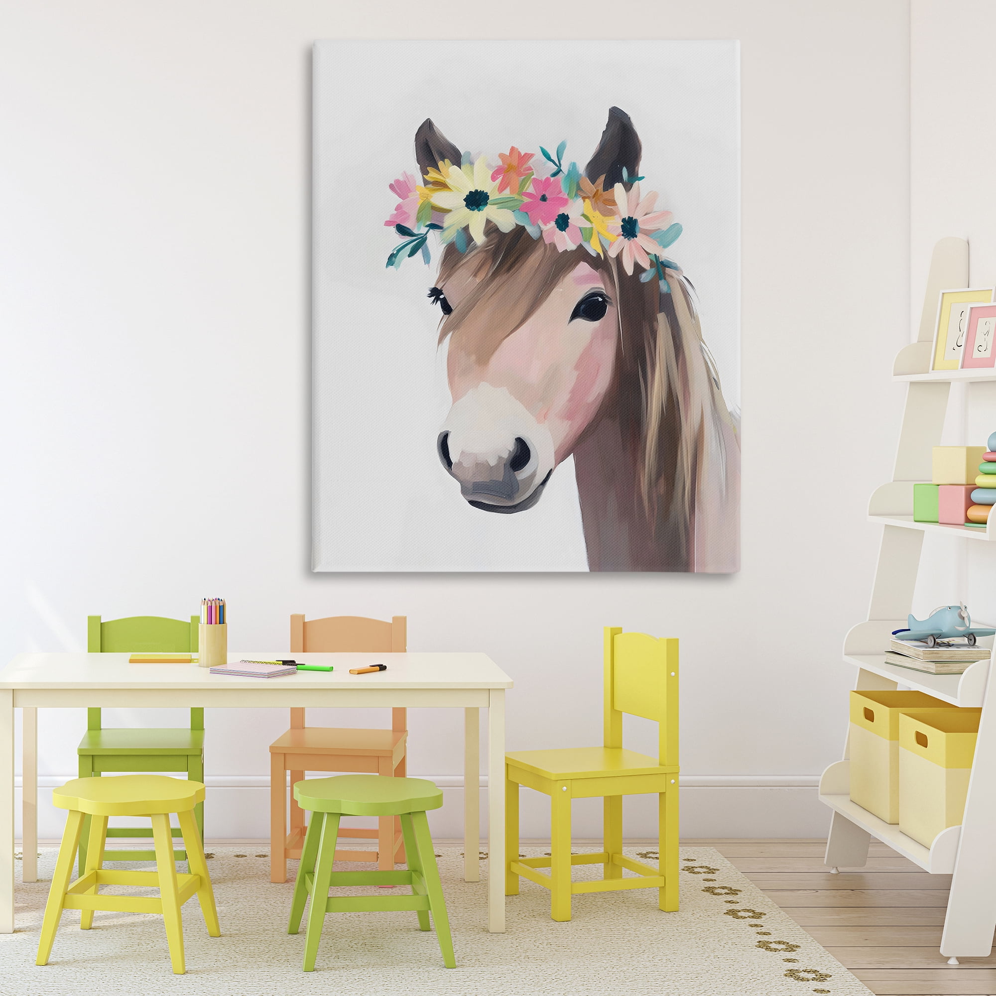 Stupell Industries Flower Crown Horse Canvas Wall Art, design by The Prints Vibe